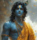 Mor Pankh Dhari Krishna paint by numbers portrait with peacock feather and gold jewellery