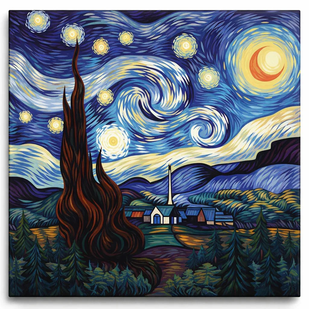 Finished Celestial Calm paint by numbers artwork framed on a wall