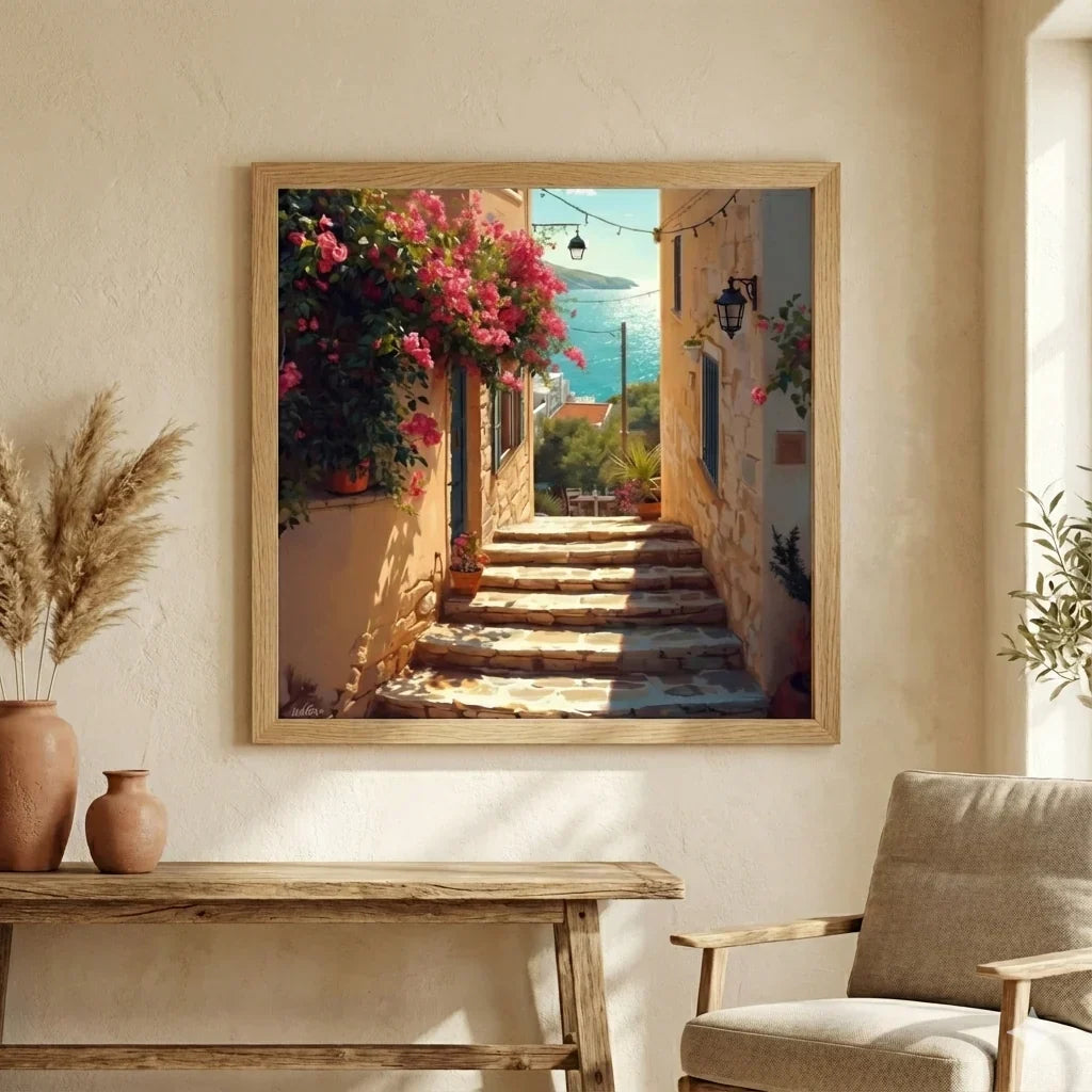 Hands painting the turquoise sea view during the Coastal Escape Path paint by numbers process