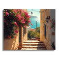 Coastal Escape Path paint by numbers canvas of stone steps leading to the sea