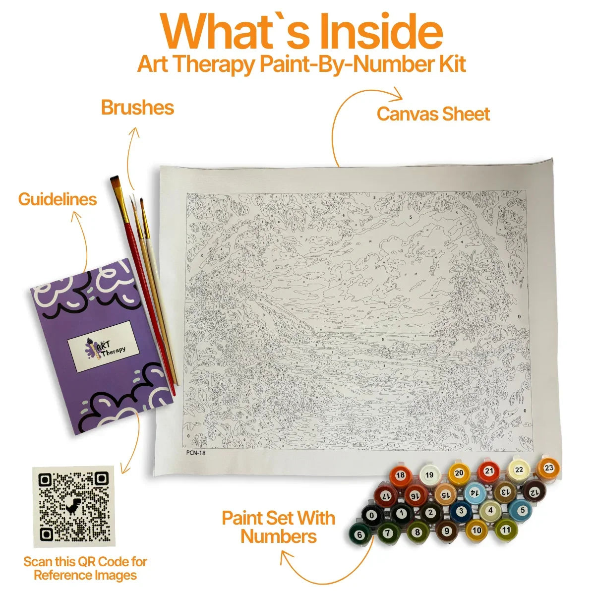Second view of the blossom-lined waterfall in the Floral Cascade paint by numbers kit