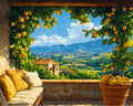 Amalfi coast terrace with lemon tree paint by numbers artwork